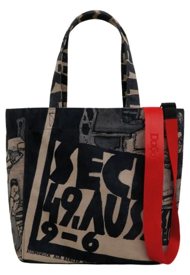 Women Vegan Black Large Tote Bag - Supper Design - 