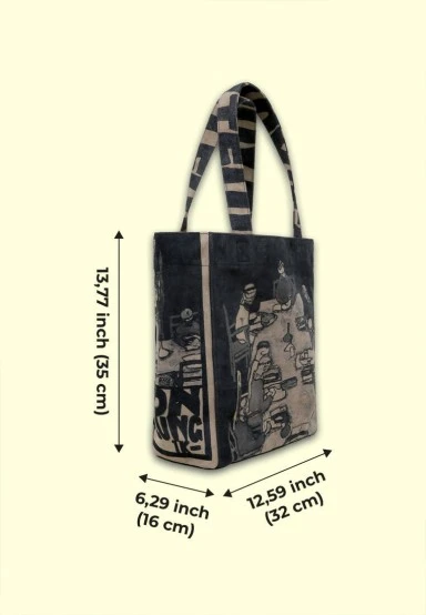 Women Vegan Black Large Tote Bag - Supper Design - 
