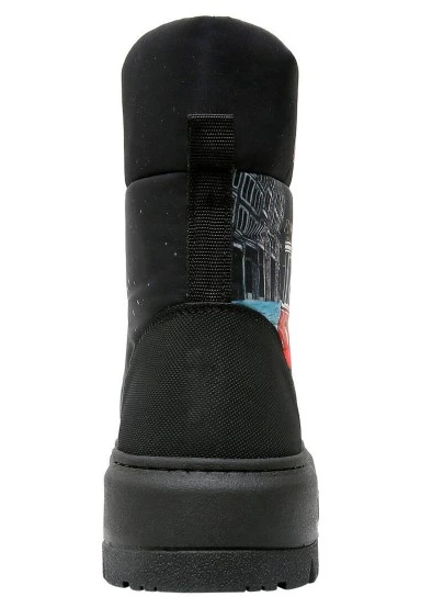 Women Vegan Black Long Boots - Paws on Taksim Design - 