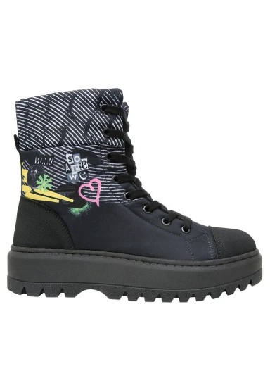 Women Vegan Black Long Boots - The Night is Still Young Design - 