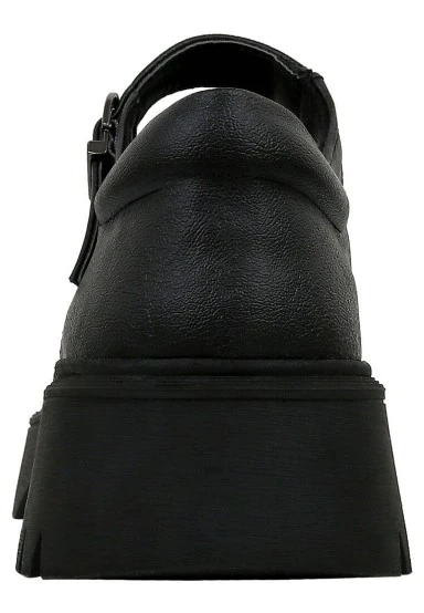 Women Vegan Leather Black Mary Jane Loafer - Passion Flower Design - 