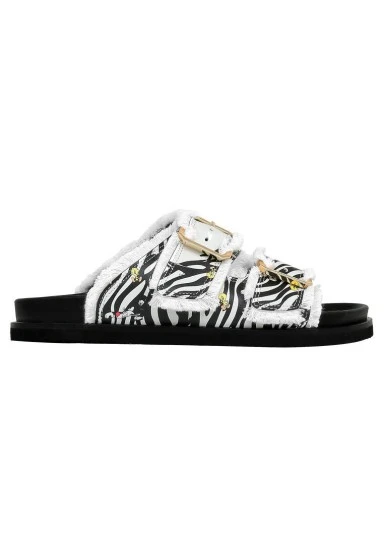 Women Vegan Black Slippers - Warner Bros Zebra Looney Tunes Design - 