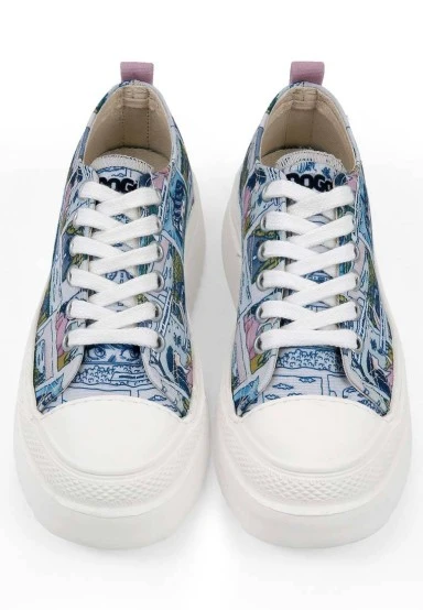 Women Vegan Blue Platform Sneakers - Already Lost Design - 