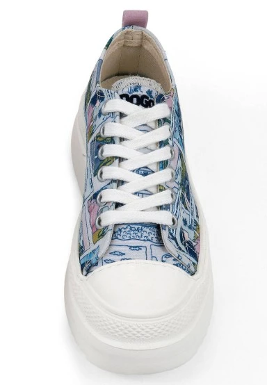Women Vegan Blue Platform Sneakers - Already Lost Design - 