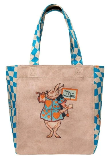 Women Vegan Brown Large Tote Bag - Alice in Nowhere Design - 
