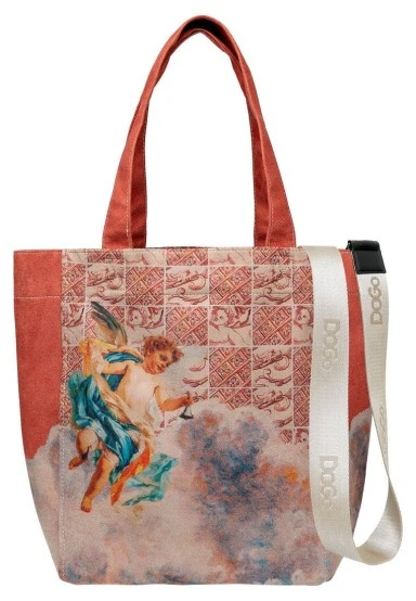 Women Vegan Cream Large Tote Bag - Angel's Dream Design - 