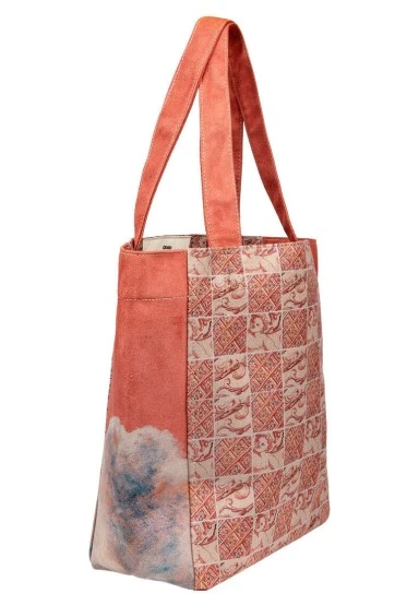 Women Vegan Cream Large Tote Bag - Angel's Dream Design - 