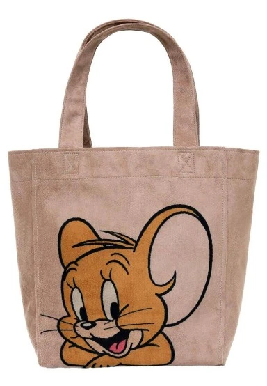 Women Vegan Cream Large Tote Bag - Warner Bros Smiles and Whiskers Design - 