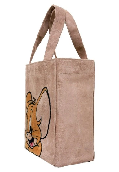 Women Vegan Cream Large Tote Bag - Warner Bros Smiles and Whiskers Design - 