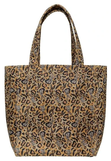 Women Vegan Cream Leopard Large Tote Bag - Warner Bros Looney Tunes Leopard Bugs Bunny Design - 