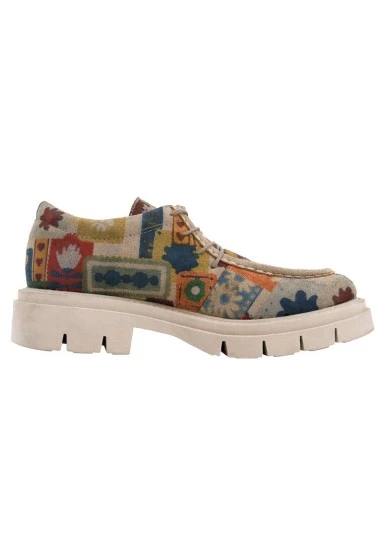 Women Vegan Cream Loafers - Anatolian Patterns Design - 