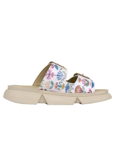 Women Vegan Cream Slippers - Totemic Garden Design - 