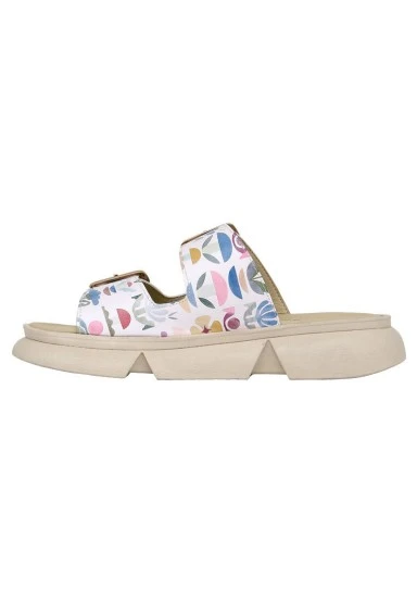 Women Vegan Cream Slippers - Totemic Garden Design - 