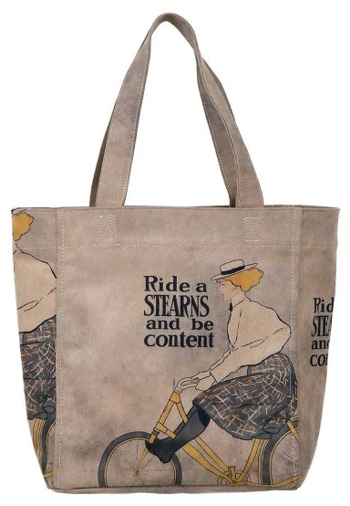 Women Vegan Gray Large Tote Bag - Rider Woman Design - 