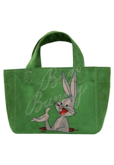 Women Vegan Green Medium Tote Bag - Warner Bros Bugs Bunny Bunny Talk Design - 