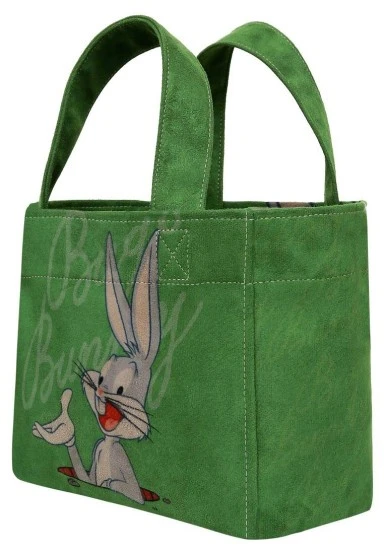 Women Vegan Green Medium Tote Bag - Warner Bros Bugs Bunny Bunny Talk Design - 