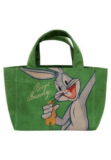 Women Vegan Green Medium Tote Bag - Warner Bros Bugs Bunny Bunny Talk Design - 