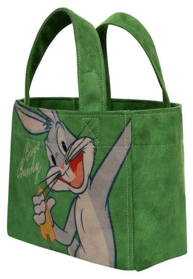 Women Vegan Green Medium Tote Bag - Warner Bros Bugs Bunny Bunny Talk Design - 