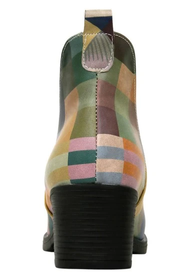 Women Vegan Leather Multicolor Ankle Boots - Book Club Design - 
