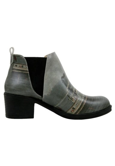 Women Vegan Leather Grey Ankle Boots - Nature Design - 