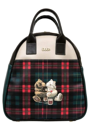 Women Vegan Leather Beige Backpack - Teddy Bear Design - 