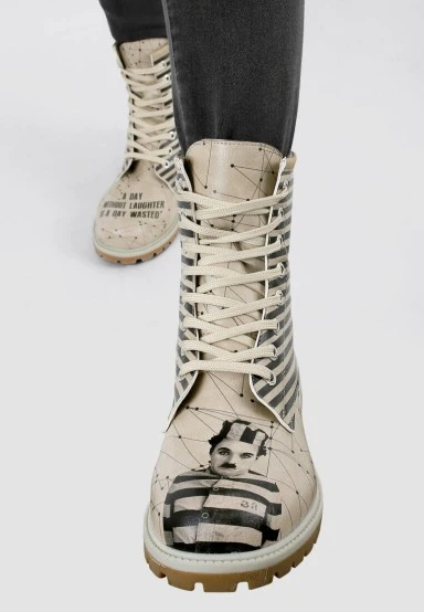 Women Vegan Leather Beige Long Boots - C.Chaplin Design - 