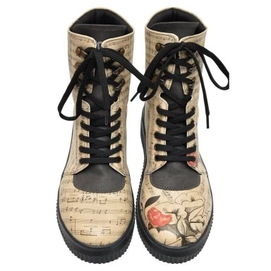 Women Vegan Leather Beige Long Boots - Music on World off Design - 