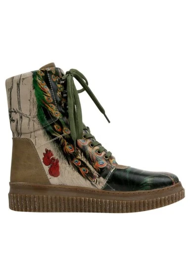 Women Vegan Leather Beige Long Boots - Unique Pairing Design - 