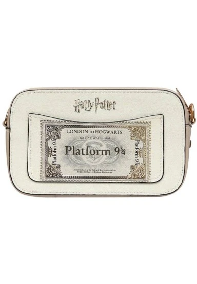 Women Vegan Leather Beige Purse - Warner Bros Hogwarts Ticket Design - 