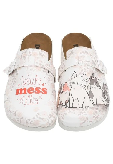 Women Vegan Leather Beige Slippers - Trouble Makers Design - 