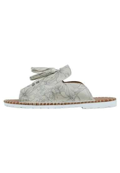 Women Vegan Leather Beige Slippers - Fly with Your Own Wings Design - 