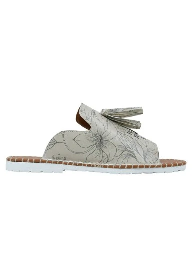 Women Vegan Leather Beige Slippers - Fly with Your Own Wings Design - 