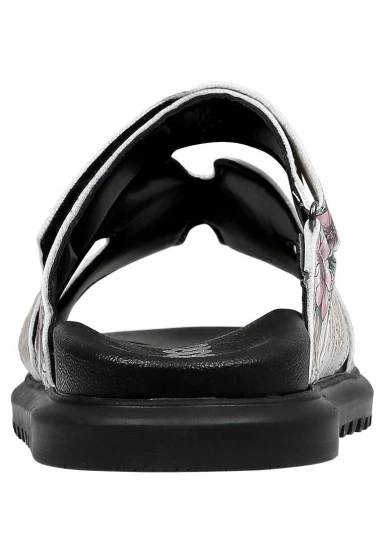Women Vegan Leather Beige Slippers - As Free As a Bird Design - 