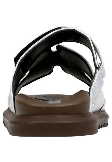 Women Vegan Leather Beige Slippers - Ink and Pictures Design - 