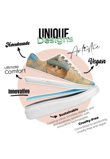 Women Vegan Leather Beige Sneakers - Ready to Sail Design - 