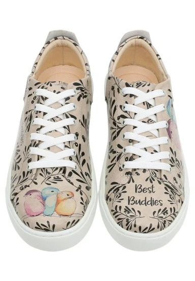 Women Vegan Leather Beige Sneakers - Best Buddies Design - 