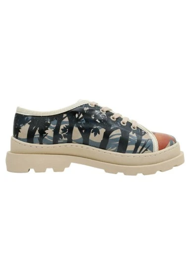 Women Vegan Leather Beige Sneakers - Cuddling Season Design - 