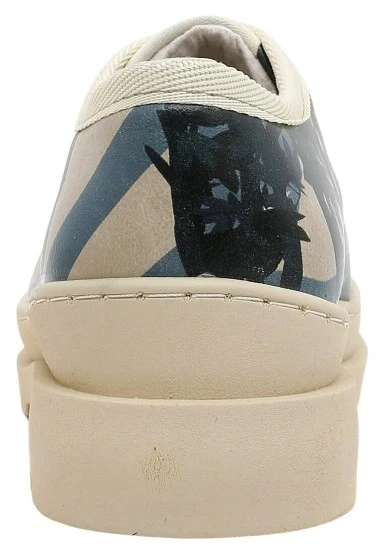 Women Vegan Leather Beige Sneakers - Cuddling Season Design - 