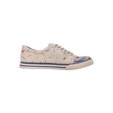 Women Vegan Leather Beige Sneakers - I Never Sleep Design - 