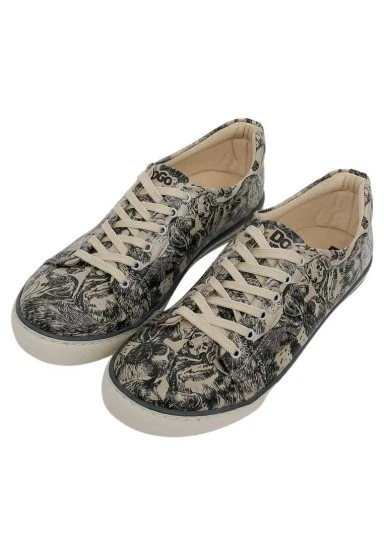 Men Vegan Leather Beige Sneakers - The Life Of Dogs Design - 