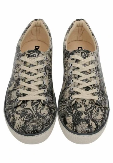 Men Vegan Leather Beige Sneakers - The Life Of Dogs Design - 