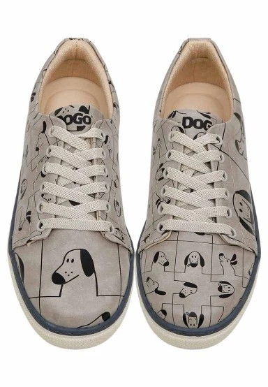 Women Vegan Leather Beige Sneakers - I Woof You Design - 