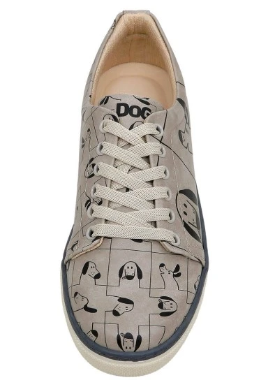 Women Vegan Leather Beige Sneakers - I Woof You Design - 