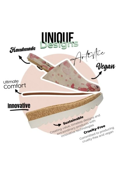 Women Vegan Leather Beige Wedge Sandals - More Summer Design - 