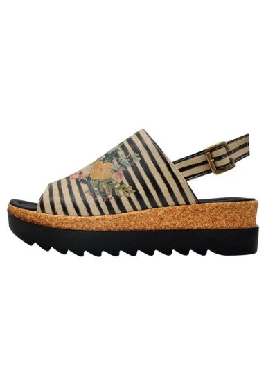 Women Vegan Leather Beige Wedge Sandals - Dreamer Design - 
