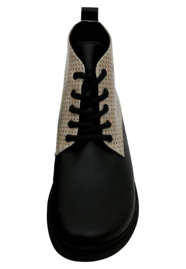 Women Vegan Leather Black Ankle Boots - Minima Butterfly Design - 