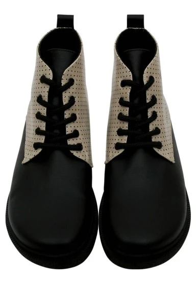 Women Vegan Leather Black Ankle Boots - Minima Butterfly Design - 