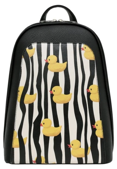 Women Vegan Leather Black Backpack - Ducky Design - 