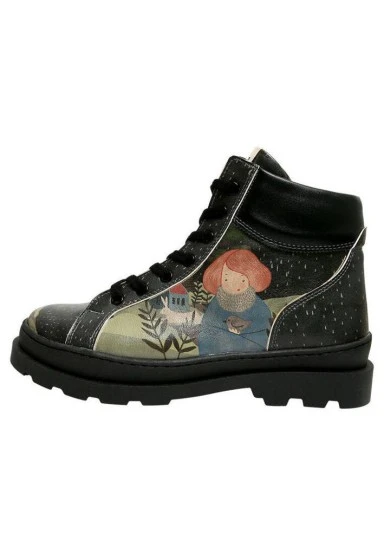 Women Vegan Leather Black Boots - Save the Bird Design - 