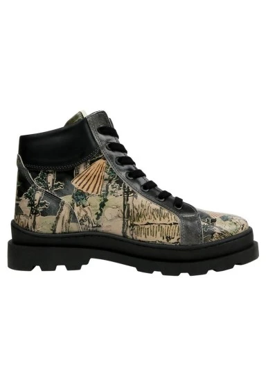Women Vegan Leather Black Boots - White Rabbit Design - 